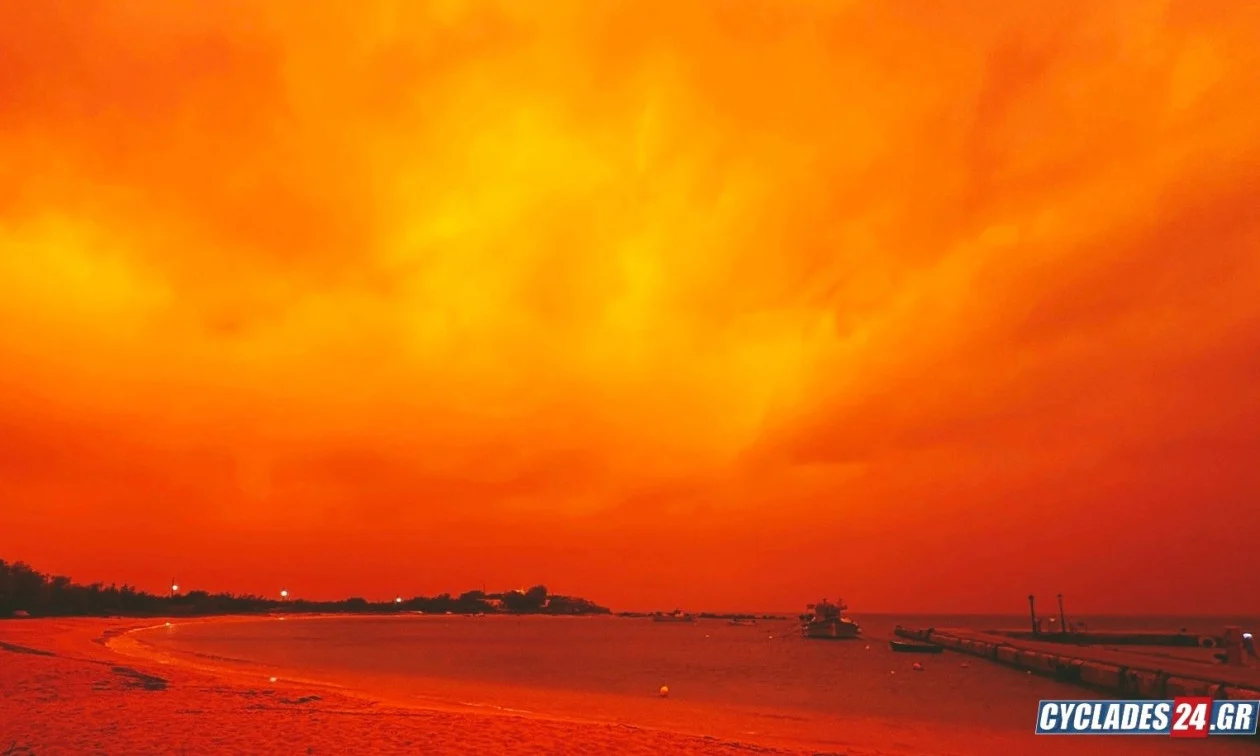 Pamje APOKALIPTIKE në Greqi! Kreta mbulohet nga pluhuri afrikan, qielli bëhet i kuq
